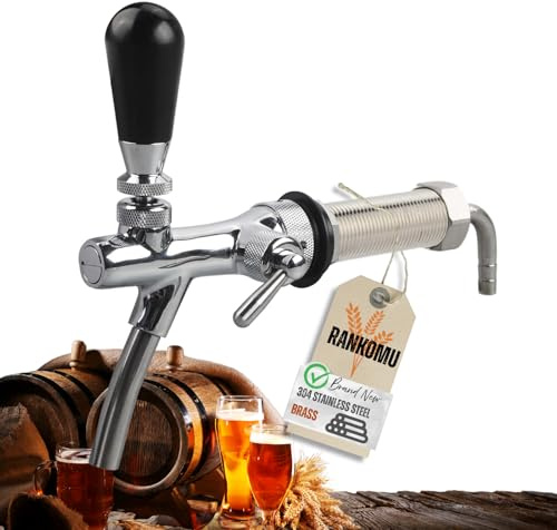 Rankomu Grifo de Cerveza Ajustable Rosca G5/8 - Para Barril de Cerveza en Latón Cromado y Acero Inoxidable, Ideal para Casa/Bares (815g)