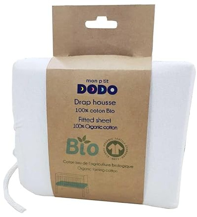 Mon PTIT Dodo Drap Housse Bio 130G/M² 50x100 Blanc
