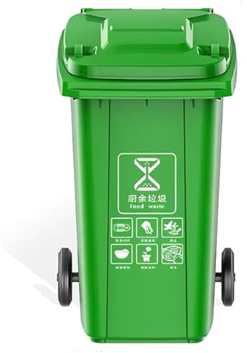 AMAZWI Grande poubelle résistante avec couvercle scellé, roues pour usage commercial, patio, terrasse, route 80 l, 100 l, 120 l et 240 l Vert