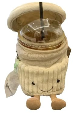 Plush Cup Bag, Kawaii Crossbody Purse with Straw - Cute Drink-Themed Holder for Tea & Coffee, Girls Gift (Khaki)