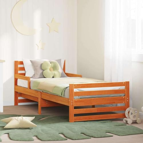 vidaXL Pine Bed Frame for Children, Simple Rectangular Bed, Furniture for Sleeping and Comfort, Minimal Design, Ideas for a Modern Home