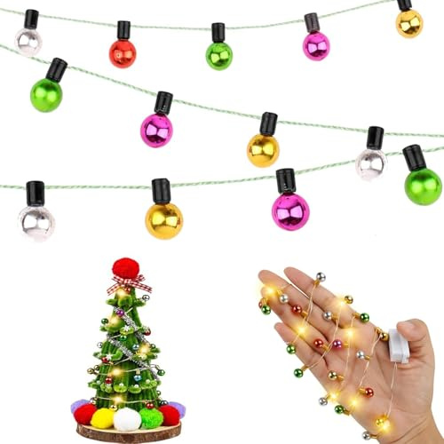 Efymosce 2 Stück wichtel Lichterkette Miniatur Led 1M wichtel zubehör weihnachten, wichtelhaus puppenhaus zubehör für Weihnachtsdeko Puppenhaus Möbel