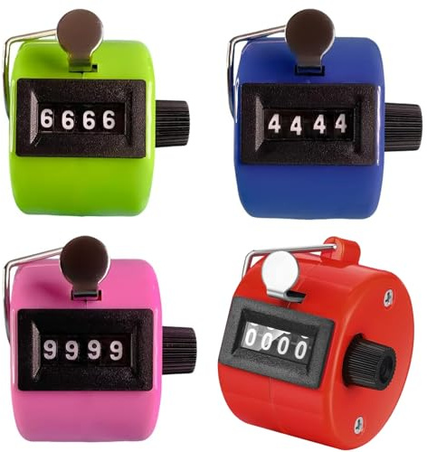 ZFRITP 4 Pcs Compteur Manuel Compteur À Cliquer 4 Chiffres Compteurs Manuels Click Compteur pour Compteur Manuel Mécanique, Compte Jusqu'À 9999, Tours/Sport/Entraîneur/École/Événement