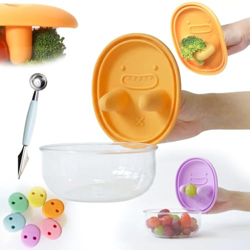 Homtrator Monchi No-Mess Snack Box with Finger Shield, Leak-Proof Portable Snack Container, Reusable Food-Grade Silicone Snack Bowl for Kids & Adults, Toddler & On-The-Go Eating
