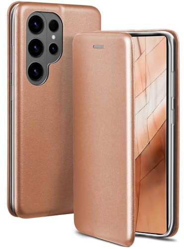 ONEFLOW Business Case für Samsung Galaxy S26 Ultra Handyhülle klappbar mit Standfunktion, Klapphülle Flipcase Cover Dünn, PU Leder Hülle mit Kartenfach, 360 Grad Schutzhülle, Rosegold