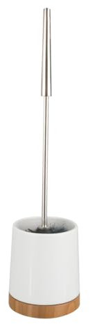 Wenko 17676100 - Escobillero (Porcelana), Color Blanco y Madera