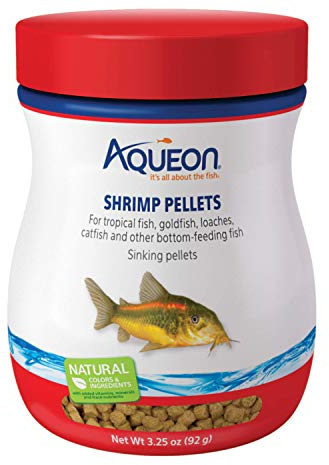 Aqueon Shrimp Pellets Sinking Food for Tropical Fish, Goldfish, Loaches, Catfish and Other Bottom Feeding Fish, 3.25 oz
