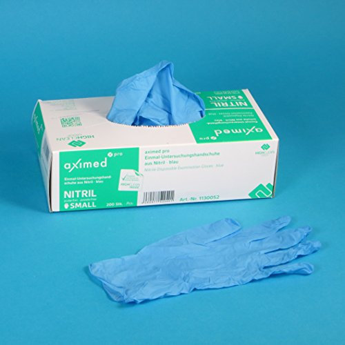 Aximed 100 Profi Nitrilhandschuhe Einmalhandschuhe Einweghandschuhe Nitril ungepudert puderfrei Blau Größe M Medium texturierte Fingerspitzen