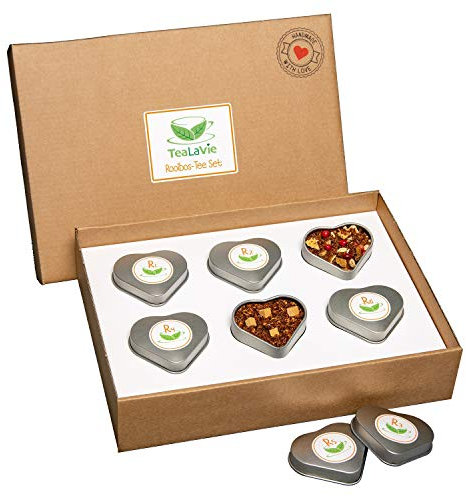 TeaLaVie 6er Rooibostee-Geschenk-Set (65g) Probierset Kleinigkeit Dankeschön Geschenkidee Herbst kalte Jahreszeit