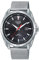 Pulsar Mens Solar | schwarzes Zifferblatt | Edelstahlgewebe Armband | PX3171X1
