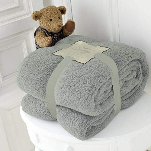 Hachette Teddy Fleece Throw Blanket Soft Warm Throw Over Sofa Bed Travel Bedspread Blanket (Grey Silver, King - 200 x 240 cm)
