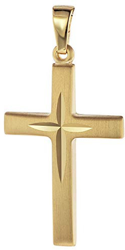 trendor Kreuz-Anhänger 585 Gold/14 Karat 31 x 16 mm Damen und Herren Anhänger Gold, Kreuzanhänger Echtgold, tolle Geschenkidee, eleganter Schmuck aus Gold 75087