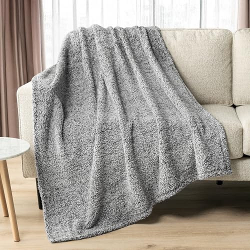 PAVILIA Sherpa-Überwurfdecke für Couch, Sofa, Bett, Flauschige Plüsch-Fleece-Decke, leicht, weich, gemütlich, wendbar, für alle Jahreszeiten, Heimdekoration, Geschenk, 152,4 x 203,2 cm, Doppelbett