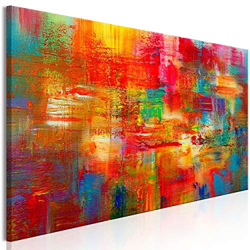 decomonkey Bilder Abstrakt 120x40 cm 1 Teilig Leinwandbilder Bild auf Leinwand Vlies Wandbild Kunstdruck Wanddeko Wand Wohnzimmer Wanddekoration Deko Modern Kunst orange rot