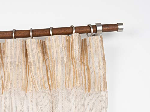 InCasa Gardinenstange Ø 28 mm, Länge: 420 cm, aus Holz mit Zubehör in gebürsteter Edelstahl – komplett