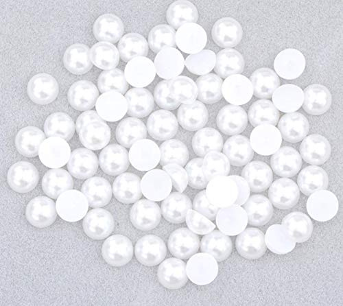 MajorCrafts 2000pcs 4mm Flat Back Half Round Resin Pearls Arts and Crafts Gems (White C15)