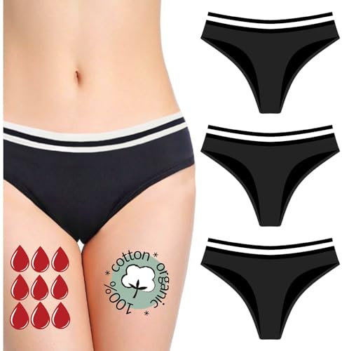 NoBlood Paquete de 3 - ragas Menstruales Flujo Abundante | Braguitas Menstraules Mujer Niñas | 12 años/4XL (Gwen-Pack, XL)
