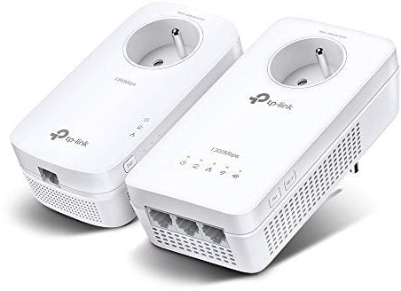 TP-Link CPL AC 1200 Mbps + CPL 1300 Mbps avec ports Ethernet Gigabite et prise intégrée, Boitier WiFi Kit de 2 - Etendez votre connexion WiFi dans chaque pièce de la maison TL-WPA8635P V3