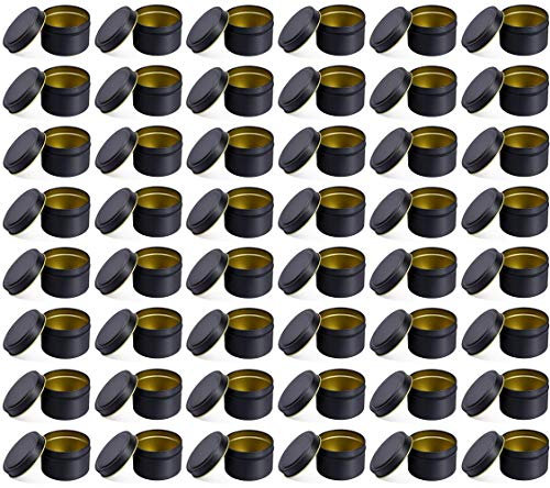 Tarros de vela para la fabricación de velas, latas redondas reutilizables de Metal con tapas a granel, recipientes decorativos para velas para hacer velas DIY (8OZ,Black)