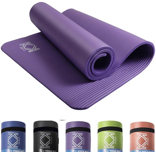Yoga Mat 15mm thick padded NBR Exercise Mats for yoga, Pilates and gymnastics suitable for both man and women with non-slip material with carry Strap for Yoga - 3 colors Black, Blue & Purple