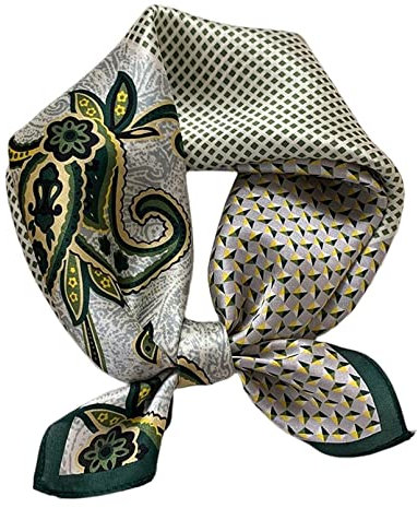 Aufeel Women's 100% Pure Mulberry Silk Small Square Scarf - Neckerchief Women - Silk Headscarf - 21 x 21, Army Green, S