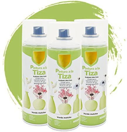 BESCH Pintura Spray 400ml a la Tiza Chalk Paint Acabado ultra Mate para Metal/Madera/Plástico(Verde Matcha Mate,400 ml (Paquete de 3)