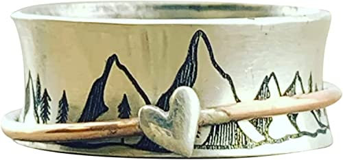 Aumude Keep Climbing Silver Ring, Personalized Spinner Inspiration Mountain Ring Jewelry, Handcrafted Design Creative Motivational Gift (8)