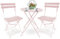 SUNMER Patio Bistro Set 3 Piece with Foldable Table and Chairs - Powder Coated Steel Frame, Easy to Transport, Each Chair can Support 120kg - Ideal for Gardens, Patios, Balconies - Pink