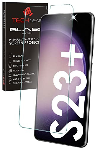 TECHGEAR GLASS Edition Compatible with Samsung Galaxy S23 Plus / S23+ 5G, Tempered Glass Screen Protector Cover [2.5D Round Edge] [9H Hardness] [Crystal Clarity] [Scratch-Resistant] [No-Bubble]