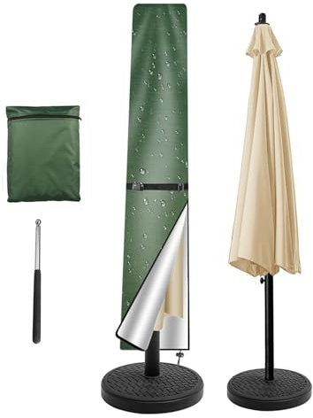 NAKIHOUSE Sonnenschirm Abdeckung Schutzhülle, Wasserdichte,Wetterfeste, UV-Anti, Winddicht Schirm Abdeckung für Outdoor Schirme und Marktschirme, (170x25/35cm,Grün)