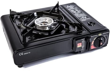 La zappa Hornillo de gas de camping negro portátil con maletín 2200 W temperatura ajustable