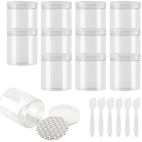 BPZXL 24 pièces 250ml Transparent Pots en Plastique avec couvercle Transparent Cosmétiques Vide en Voyage récipient Lotions de Crèmes Baume cosmétique onguents Pots