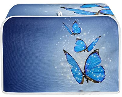 TOADDMOS Blue Butterfly Print 2 Slice Toaster Cover Small Appliance Toaster Dust Cover for Kitchen,Lightweight and Durable