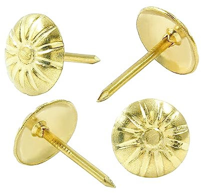 Auvotuis 100PCS Gold Brass Upholstery Decorative Tacks, Antique Furniture DIY Nails Upholstery Daisy Stud for Sofa, Door and Craft (11 * 16MM)