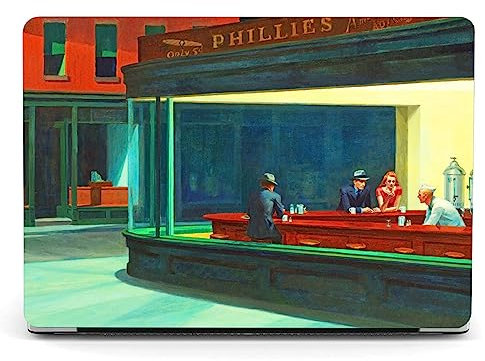 Berkin Arts Compatible with MacBook Pro 13 inch Cover, 2022-2016 Release A2289/A2251/A2338 M1 with Keyboard Cover & Screen Protector American Scene Painting (Nighthawks by Hopper)