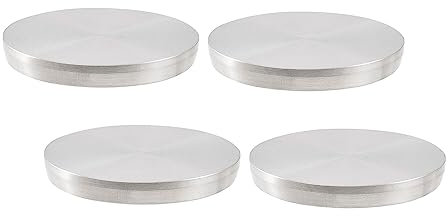 camar Adapterscheibe Glasplatten Adapter für Tischbeine zylindrisch 60mm, Edelstahl 4 Stück