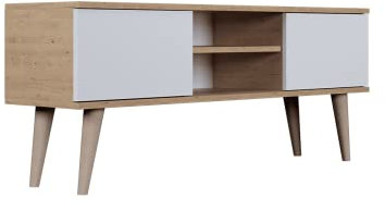 Petits-meubles Meuble TV 120 cm Toronto - Blanc et Bois