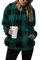 GRMLRPT Felpa con Cppuccio Donna Casual in Peluche Felpa Pile con Cappuccio Modello a Scacchi Maglione Caldo a Maniche Lunghe(Verde,L)