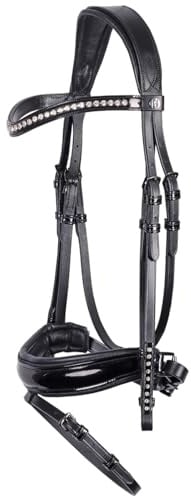 Harrys Horse Trense Zaum Diamond Laque mit silbernen Steinchen schwarz : | Farbe: schwarz , Größe: