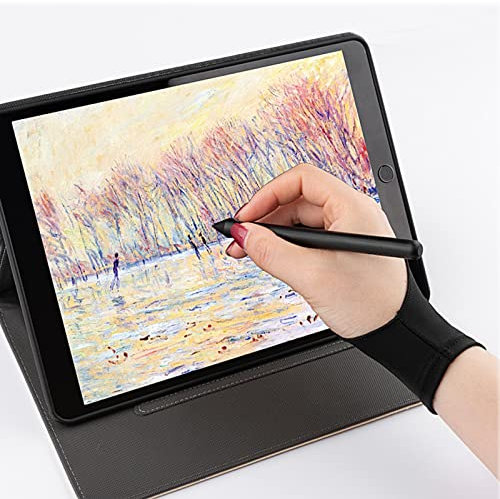SHULLIN 2 Pcs Artist Glove Drawing Glove Tablet Drawing Anti-fouling Glove Artist Two Finger Glove 2 Finger Glove Good for Right Hand or Left Hand or Graphics Drawing Tablet Pad Art Creation (S)