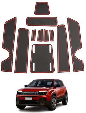 SHAOHAO Per Jeep Avenger 2023 2024 2025 tappetini in gomma console centrale antiscivolo porta bevande tappetino porta bevande, tappetino antiscivolo accessori jeep avenger rosso