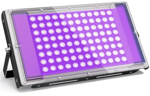 GKT 100W LED Luz Negra, Luz Negra Ultravioleta, IP66 Impermeable, luz ultravioleta con Enchufe Para Halloween, Navidad, Body Painting, Fiesta fluorescente, Luz UV para Curar Resina