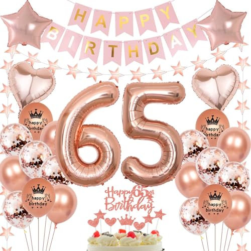 Rosegold Luftballon 65 Geburtstag Frau, 65 Jahr Geburtstag Frau, Ballon 65. Rosegold, Geburtstagsdeko 65 Jahr, Frauen Deko 65. Roségold 65. Party Ballons
