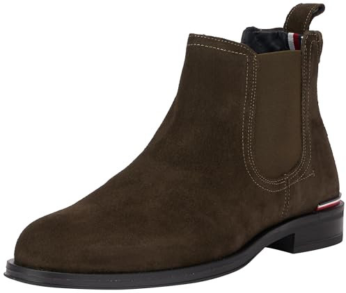 Tommy Hilfiger Homme Core RWB Hilfiger Suede Chelsea (FM0FM04757 Bottines, Vert (Black), 40 EU