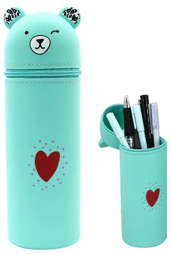 Bvizyelck Silikon Federmäppchen Silikon Mäppchen Cartoon Bär Federmäppchen Stifthalter Tragbare Federmäppchen Mit Reißverschluss Mädchen Kosmetiktasche Tier Stifthalter Bleistifttasche Make-up Tasche