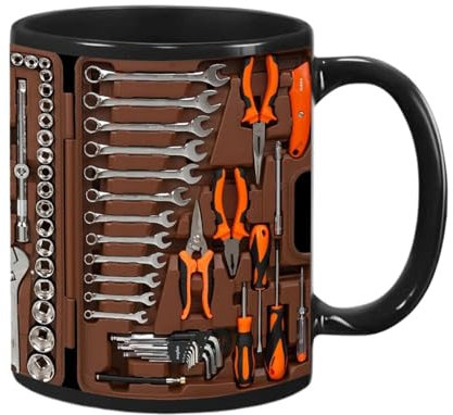 Furtryvl Mecánico Caja de Herramientas Taza de Café Mecánico para Hombres - 350 ml Cerámica Herramienta Mano Taza de Café de Viaje Taza de Café Nuevas Tazas de Café para Cumpleaños Navidad