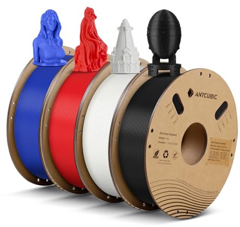ANYCUBIC Hohe Geschwindigkeit PLA Filament 1.75mm, 4KG High Speed PLA, RFID für Intelligentes Drucken, HS PLA Schwarz&Weiß&Blau&Rot