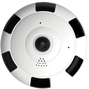 Webcam Profesional Panorámica Noche Mini Cámara IP Visión Inalámbrica HD WiFi 360 Fisheye 1080P Webcam Webcam Angular (White, One Size)