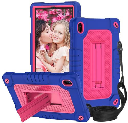 Hoibon for Onn 7 inch Tablet Case 2024,for Onn 7 inch Tablet Case Gen 4,Shockproof Kids Friendly Case with Shoulder Strap Kickstand for Walmart Onn 7 Inch Tablet 2024 (Model:100135924)(NavyPink)
