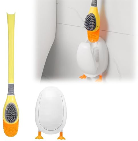 Wapasezyar Toilettenbürste, Niedliche Toilettenbürste Silikon Klobürste Bathroom Toilet Brush and Holder Set Kreative Toilettenbürste mit Aufbewahrung Wandmontage ohne Bohren Klobürste Bürste